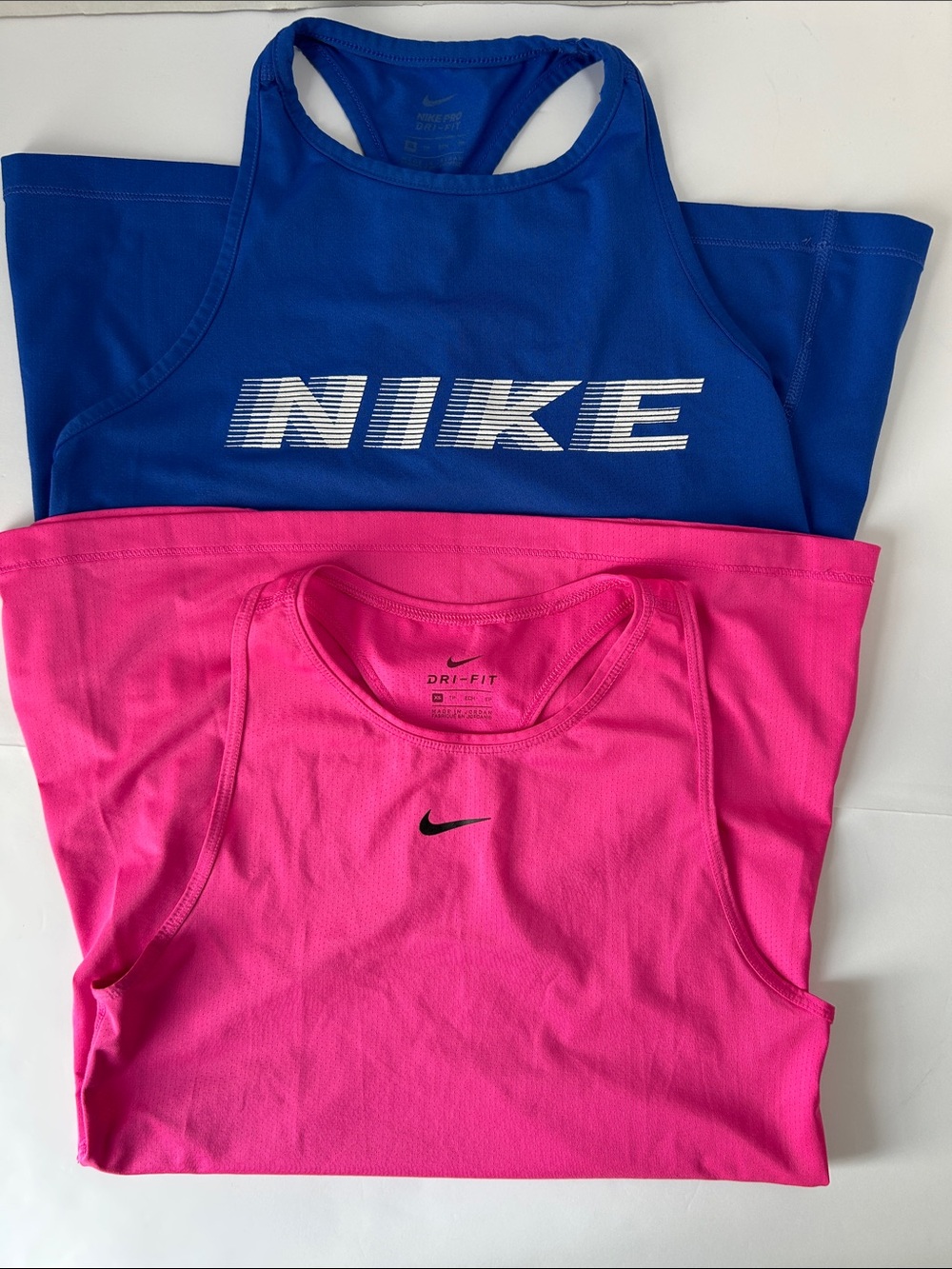 Bundle Pink & Blue Nike Women's Pink Dri-Fit TankTop Activewear Sleeveless Sz XS